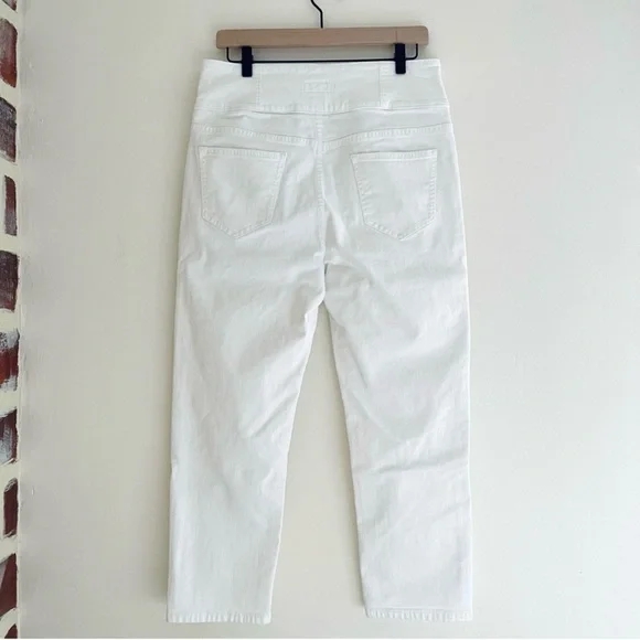 Joie Ultra High Waist Straight Leg Cropped Denim Jeans Button Fly White Size 32 - Picture 2 of 14